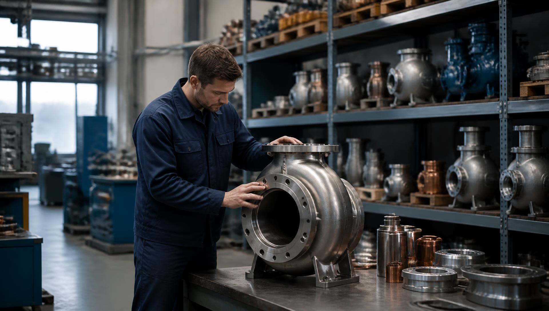 Engineer verifying an industrial component before export